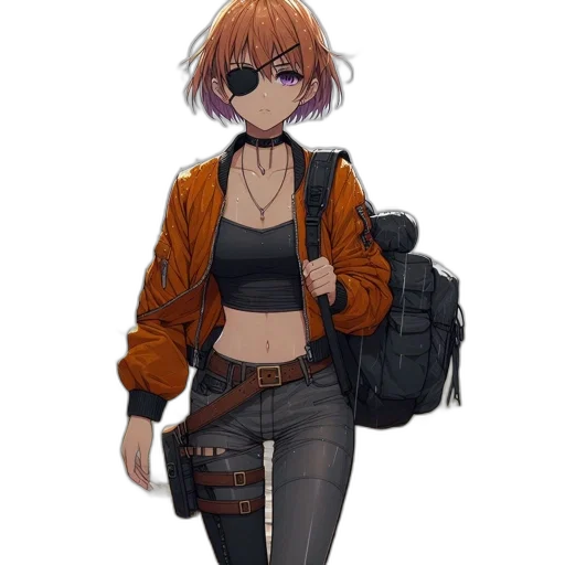 jacket, staff, weapon, dress transparent PNG cut-out