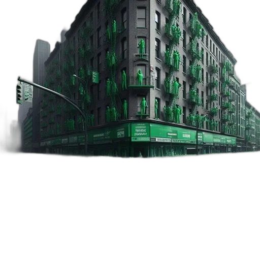building, furniture, umbrella, 3d render transparent PNG cut-out
