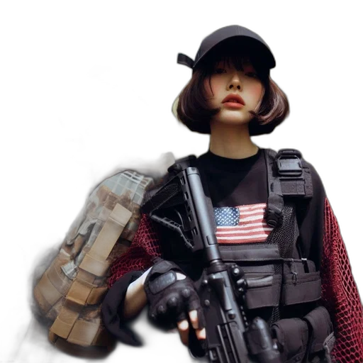 weapon, jacket, hat, concept art transparent PNG cut-out