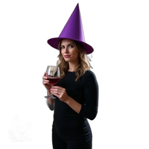 hat, staff, dress, woman transparent PNG cut-out