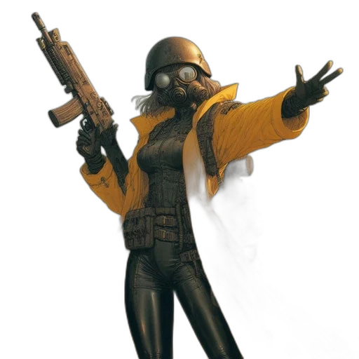 jacket, weapon, robot, staff transparent PNG cut-out
