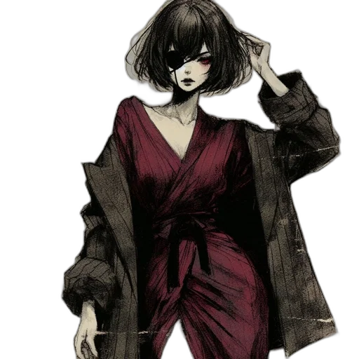 dress, jacket, mask, staff transparent PNG cut-out