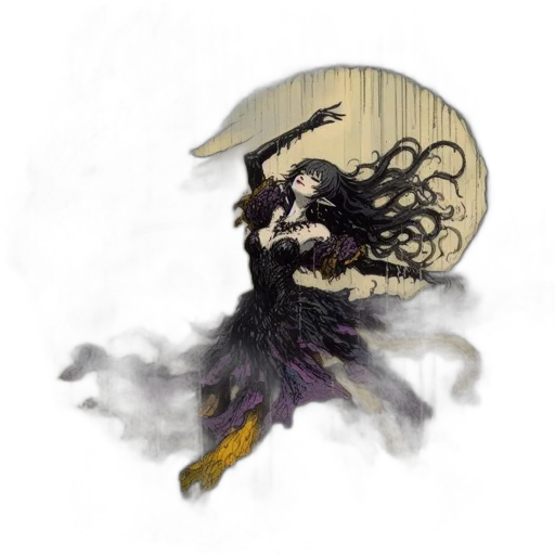 dress, mask, dragon, staff transparent PNG cut-out