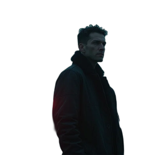 jacket, face, staff, creature transparent PNG cut-out
