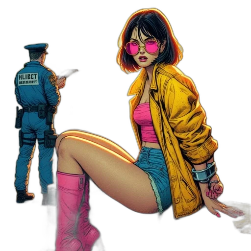jacket, comic book art, concept art, cyberpunk transparent PNG cut-out
