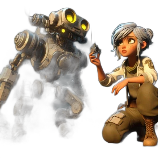 robot, weapon, concept art, 3d render transparent PNG cut-out