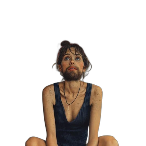 dress, face, photorealistic, oil painting transparent PNG cut-out