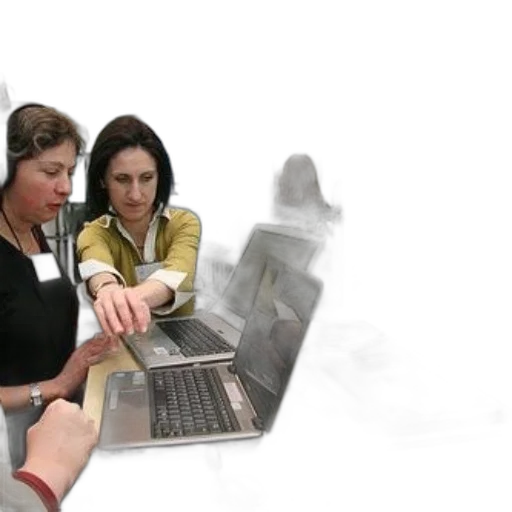 staff, two, women, sit transparent PNG cut-out