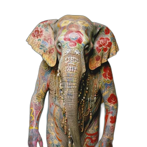 jacket, photorealistic, concept art, elephant transparent PNG cut-out