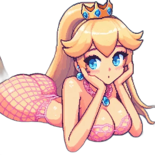 crown, dress, pixel art, anime transparent PNG cut-out