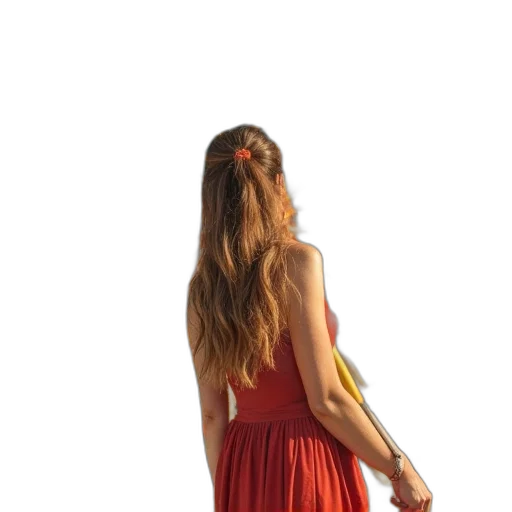 dress, hair, staff, jewelry transparent PNG cut-out