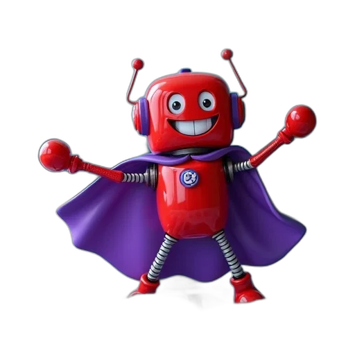 robot, 3d render, concept art, red transparent PNG cut-out