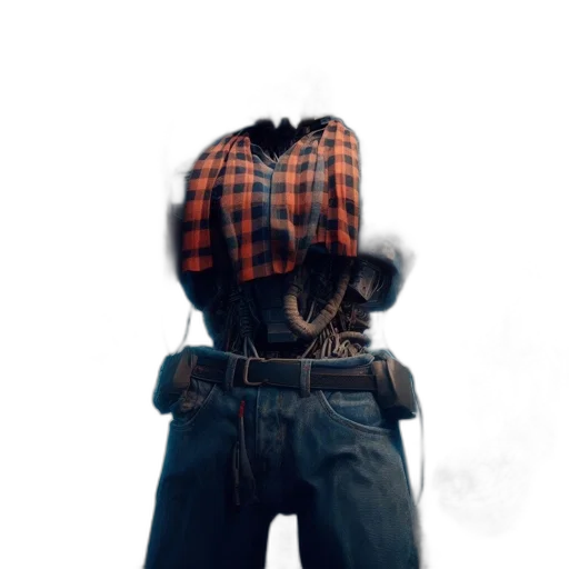 jacket, hat, robot, weapon transparent PNG cut-out