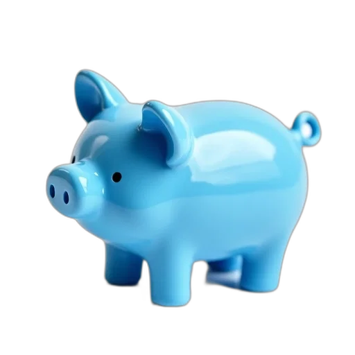 3d render, blue, plastic, pig transparent PNG cut-out