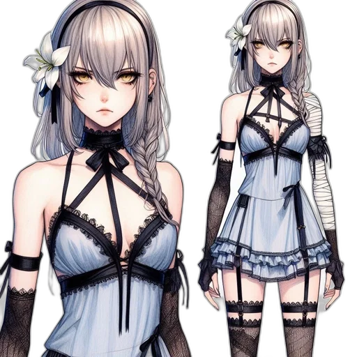 dress, staff, concept art, anime transparent PNG cut-out
