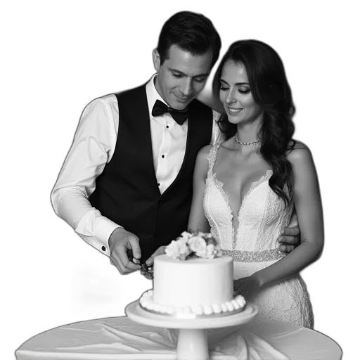 bride, groom, cutting, cake transparent PNG cut-out