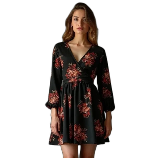 dress, dark, woman, wearing transparent PNG cut-out