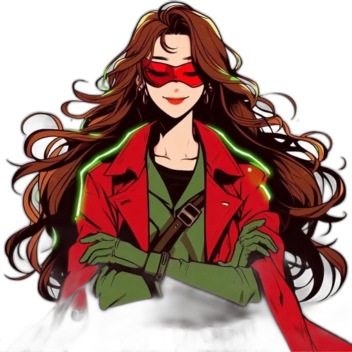 jacket, mask, staff, comic book art transparent PNG cut-out
