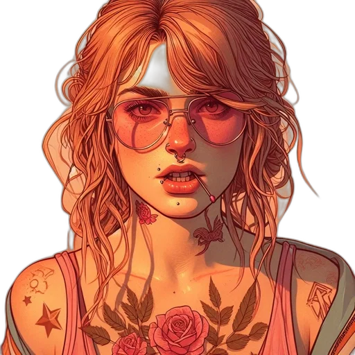 face, dress, flower, comic book art transparent PNG cut-out