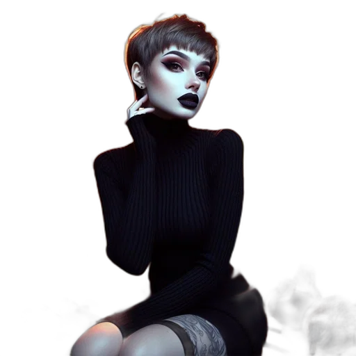 dress, creature, face, jacket transparent PNG cut-out