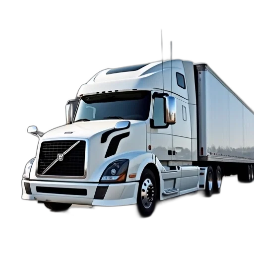 photorealistic, white, semi-truck, black transparent PNG cut-out