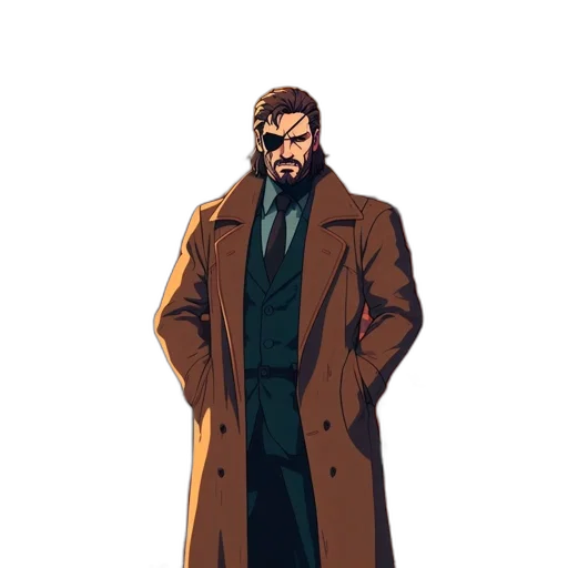 jacket, staff, concept art, comic book art transparent PNG cut-out