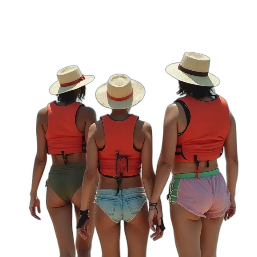 jacket, hat, three, people transparent PNG cut-out