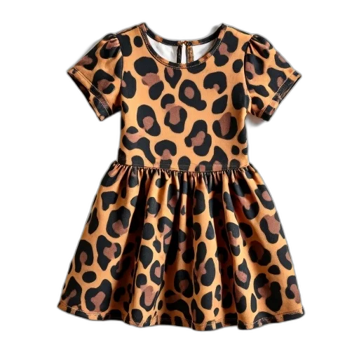 dress, child, leopard, print transparent PNG cut-out