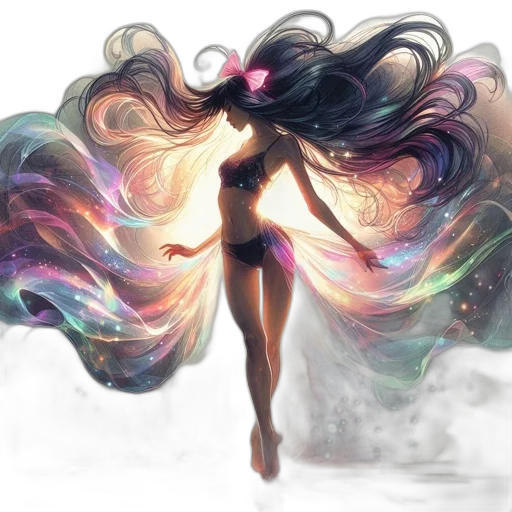 dress, hair, creature, fantasy art transparent PNG cut-out