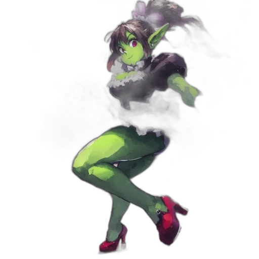 dress, creature, staff, weapon transparent PNG cut-out