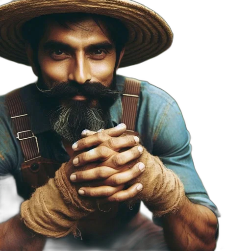 face, hat, staff, photorealistic transparent PNG cut-out