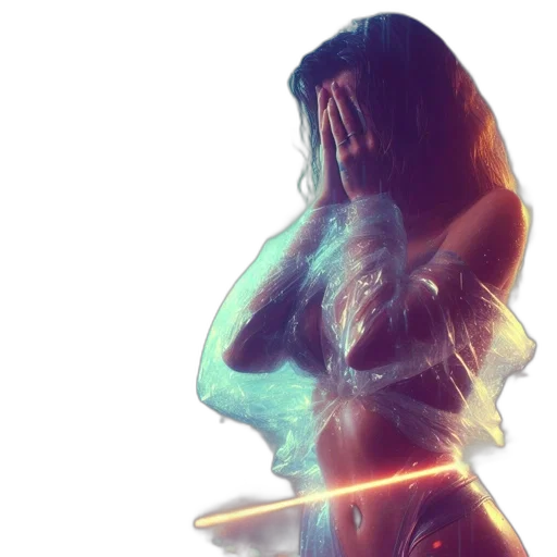 dress, concept art, photorealistic, cyberpunk transparent PNG cut-out