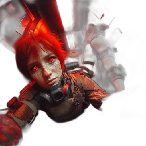 face, concept art, cyberpunk, comic book art transparent PNG cut-out