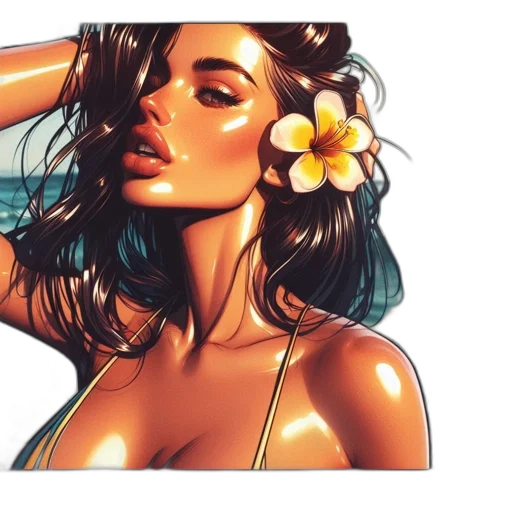 flower, dress, hair, jewelry transparent PNG cut-out