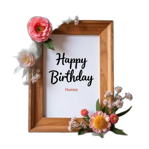 happy, birthday, wooden, frame transparent PNG cut-out
