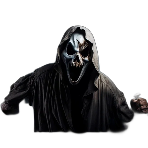 mask, creature, jacket, staff transparent PNG cut-out
