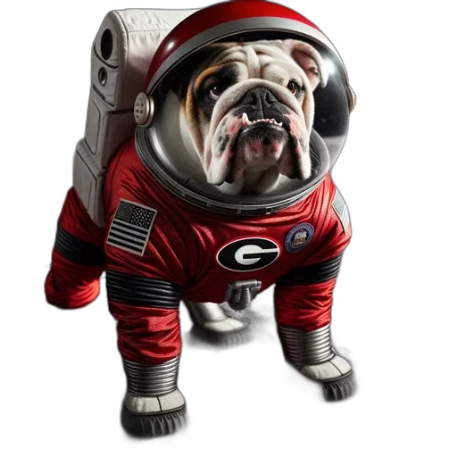 animal, outer space, astronaut-suited, bulldog transparent PNG cut-out