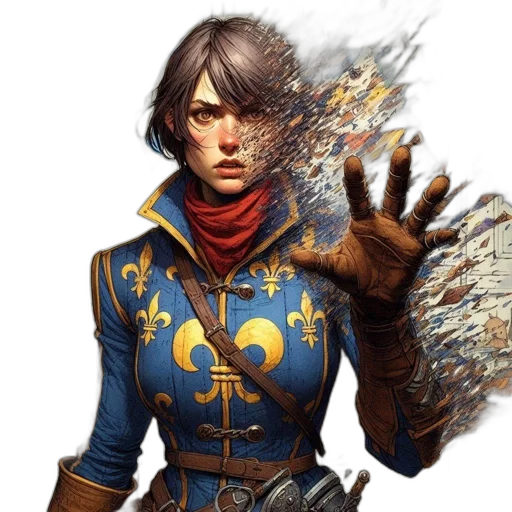 staff, jacket, face, sword transparent PNG cut-out