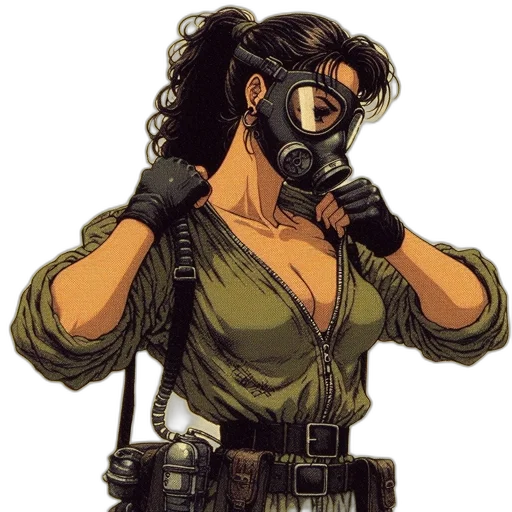 mask, weapon, comic book art, cyberpunk transparent PNG cut-out