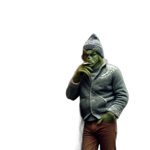 jacket, mask, creature, staff transparent PNG cut-out