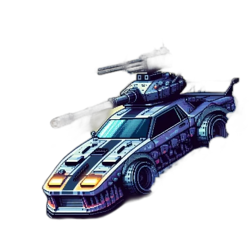 weapon, car, concept art, pixel art transparent PNG cut-out