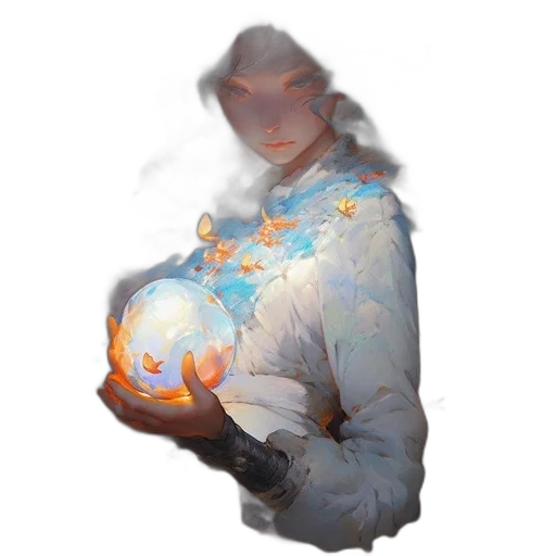 dragon, face, dress, staff transparent PNG cut-out