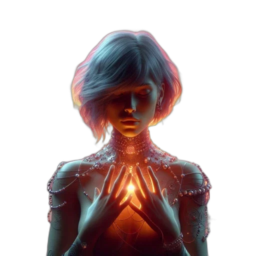 robot, face, dress, hair transparent PNG cut-out