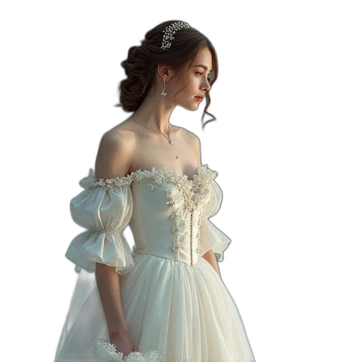 dress, crown, jewelry, photorealistic transparent PNG cut-out