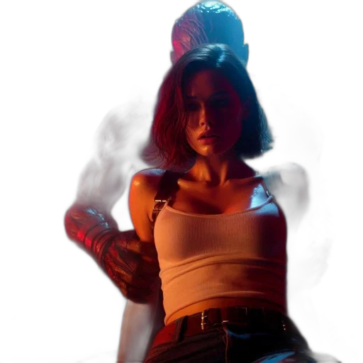 jacket, mask, concept art, cyberpunk transparent PNG cut-out