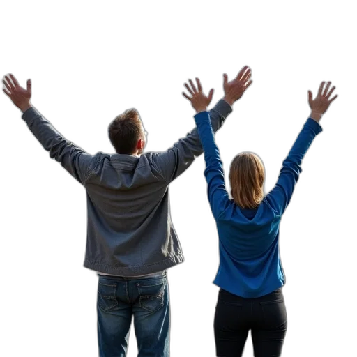 man, woman, standing, viewpoint transparent PNG cut-out