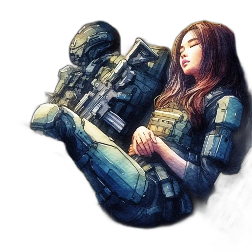 weapon, face, mask, jacket transparent PNG cut-out