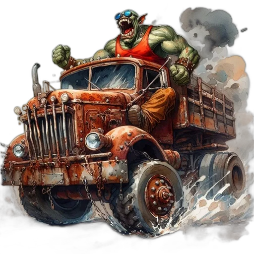 car, concept art, comic book art, fantasy art transparent PNG cut-out