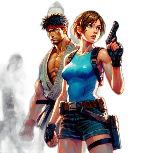 concept art, comic book art, pixel art, cyberpunk transparent PNG cut-out