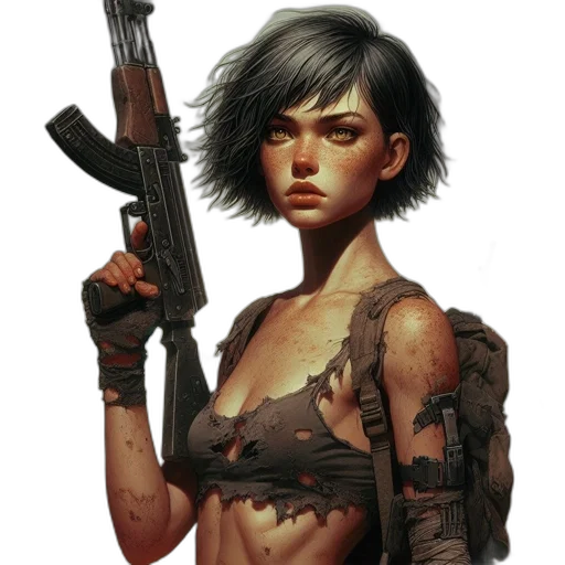 weapon, concept art, cyberpunk, comic book art transparent PNG cut-out
